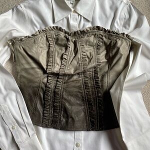 Silver Grey Ombré Leather Corset Top